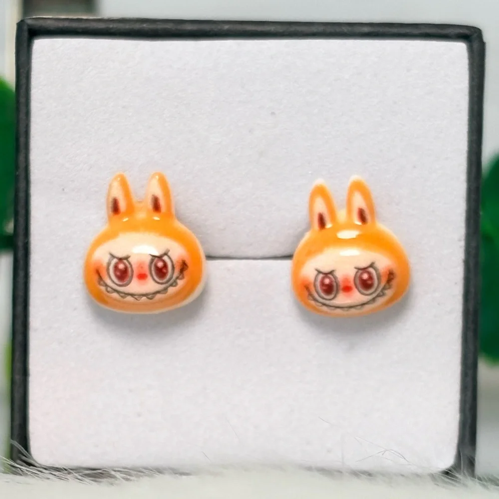 Cute Orange Monster Character‎ Stud Earrings